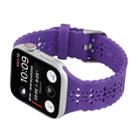 Hollow Out Silicone Watch Band For Apple Watch Ultra 49mm / Series 8&7 45mm / SE 2&6&SE&5&4 44mm / 3&2&1 42mm(Purple) - 3