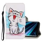 For Sony Xperia 20 3D Colored Drawing Horizontal Flip PU Leather Case with Holder & Card Slots & Wallet(Red Mouth Cat) - 1