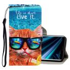 For Sony Xperia 20 3D Colored Drawing Horizontal Flip PU Leather Case with Holder & Card Slots & Wallet(Underwater Cat) - 1