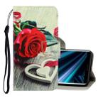 For Sony Xperia 20 3D Colored Drawing Horizontal Flip PU Leather Case with Holder & Card Slots & Wallet(Red Rose) - 1
