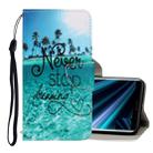 For Sony Xperia 20 3D Colored Drawing Horizontal Flip PU Leather Case with Holder & Card Slots & Wallet(Blue Coconut Grove) - 1