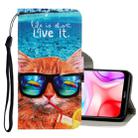 For Xiaomi Redmi 8 3D Colored Drawing Horizontal Flip PU Leather Case with Holder & Card Slots & Wallet(Underwater Cat) - 1