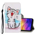 For Xiaomi Redmi Note 7 3D Colored Drawing Horizontal Flip PU Leather Case with Holder & Card Slots & Wallet(Red Mouth Cat) - 1