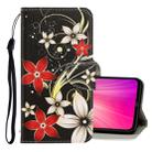 For Xiaomi Redmi Note 8 3D Colored Drawing Horizontal Flip PU Leather Case with Holder & Card Slots & Wallet(Red Flower) - 1