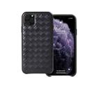 For iPhone 11 Pro Woven Texture Sheepskin Leather Back Cover Semi-wrapped Shockproof Case (Black) - 1