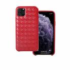 For iPhone 11 Pro Woven Texture Sheepskin Leather Back Cover Semi-wrapped Shockproof Case (Red) - 1