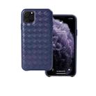 For iPhone 11 Pro Max Woven Texture Sheepskin Leather Back Cover Semi-wrapped Shockproof Case (Blue) - 1