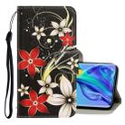 For Huawei Mate 30 3D Colored Drawing Horizontal Flip PU Leather Case with Holder & Card Slots & Wallet(Red Flower) - 1