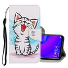 For Huawei Mate 30 Lite 3D Colored Drawing Horizontal Flip PU Leather Case with Holder & Card Slots & Wallet(Red Mouth Cat) - 1