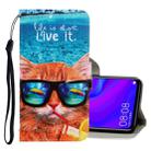 For Huawei Mate 30 Lite 3D Colored Drawing Horizontal Flip PU Leather Case with Holder & Card Slots & Wallet(Underwater Cat) - 1