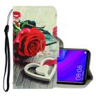 For Huawei Mate 30 Lite 3D Colored Drawing Horizontal Flip PU Leather Case with Holder & Card Slots & Wallet(Red Rose) - 1