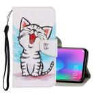 For Huawei Honor 10 Lite 3D Colored Drawing Horizontal Flip PU Leather Case with Holder & Card Slots & Wallet(Red Mouth Cat) - 1