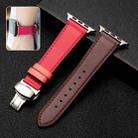 Butterfly Clasp  Top Layer Cowhide Leather Strap Watch Band For Apple Watch Series 8&7 41mm / SE 2&6&SE&5&4 40mm / 3&2&1 38mm(Red) - 1