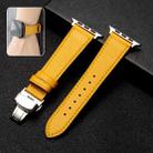 Butterfly Clasp  Top Layer Cowhide Leather Strap Watch Band For Apple Watch Series 8&7 41mm / SE 2&6&SE&5&4 40mm / 3&2&1 38mm(Yellow) - 1
