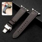 Butterfly Clasp  Top Layer Cowhide Leather Strap Watch Band For Apple Watch Series 7 41mm / 6 & SE & 5 & 4 40mm / 3 & 2 & 1 38mm(Dark Brown) - 1