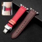 Butterfly Clasp  Top Layer Cowhide Leather Strap Watch Band For Apple Watch Ultra 49mm / Series 8&7 45mm / SE 2&6&SE&5&4 44mm / 3&2&1 42mm(Red) - 1