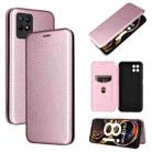 For OPPO Realme 8i Carbon Fiber Texture Horizontal Flip TPU + PC + PU Leather Case with Card Slot(Pink) - 1