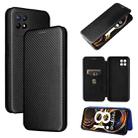 For OPPO Realme 8i Carbon Fiber Texture Horizontal Flip TPU + PC + PU Leather Case with Card Slot(Black) - 1