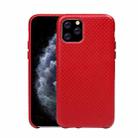 For iPhone 11 Pro Mesh Texture Cowhide Leather Back Cover Semi-wrapped Shockproof Case (Red) - 1