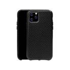 For iPhone 11 Pro Max Mesh Texture Cowhide Leather Back Cover Semi-wrapped Shockproof Case (Black) - 1