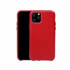 For iPhone 11 Pro Max Mesh Texture Cowhide Leather Back Cover Semi-wrapped Shockproof Case (Red) - 1