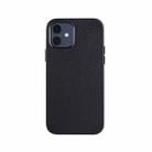 For iPhone 12 mini Mesh Texture Cowhide Leather Back Cover Full-wrapped Shockproof Case (Black) - 2