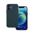 For iPhone 12 mini Mesh Texture Cowhide Leather Back Cover Full-wrapped Shockproof Case (Green) - 1