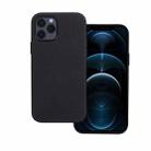 For iPhone 12 Pro Max Litchi Texture Cowhide Leather Back Cover Full-wrapped Shockproof Case(Black) - 1