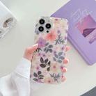 Painted Pattern Shockproof TPU Protective Case For iPhone 13(Purple Flower) - 1