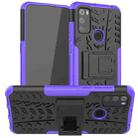 For Alcatel 3L (2021) Tire Texture Shockproof TPU+PC Protective Case with Holder(Purple) - 1