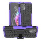 For Motorola Edge 20 Lite Tire Texture Shockproof TPU+PC Protective Case with Holder(Purple) - 1