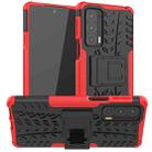 For Motorola Edge 20 Tire Texture Shockproof TPU+PC Protective Case with Holder(Red) - 1