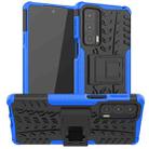 For Motorola Edge 20 Tire Texture Shockproof TPU+PC Protective Case with Holder(Blue) - 1