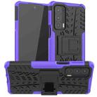 For Motorola Edge 20 Tire Texture Shockproof TPU+PC Protective Case with Holder(Purple) - 1