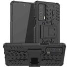 For Motorola Edge 20 Tire Texture Shockproof TPU+PC Protective Case with Holder(Black) - 1