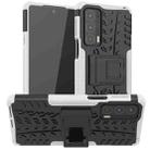 For Motorola Edge 20 Tire Texture Shockproof TPU+PC Protective Case with Holder(White) - 1