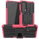 For Motorola Edge 20 Tire Texture Shockproof TPU+PC Protective Case with Holder(Pink) - 1