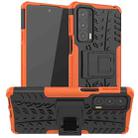 For Motorola Edge 20 Tire Texture Shockproof TPU+PC Protective Case with Holder(Orange) - 1