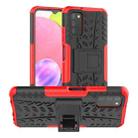 For Samsung Galaxy A03S 164mm Tire Texture Shockproof TPU+PC Protective Case with Holder(Red) - 1