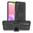 For Samsung Galaxy A03S 164mm Tire Texture Shockproof TPU+PC Protective Case with Holder(Black) - 1