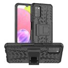 For Samsung Galaxy A03S 166mm Tire Texture Shockproof TPU+PC Protective Case with Holder(Black) - 1