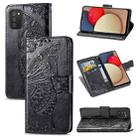 For Samsung Galaxy A03s 166mm Butterfly Love Flowers Embossed Horizontal Flip Leather Case with Holder & Card Slots & Wallet & Lanyard(Black) - 1
