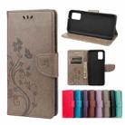 For Samsung Galaxy A03s 166mm Butterfly Flower Pattern Horizontal Flip Leather Case with Holder & Card Slots & Wallet(Grey) - 1