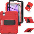 For iPad mini 6 3-Layer Protection Screen Frame + PC + Silicone Shockproof Combination Tablet Case with Holder(Red+Black) - 3