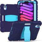 For iPad mini 6 3-Layer Protection Screen Frame + PC + Silicone Shockproof Combination Tablet Case with Holder(NavyBlue+Blue) - 1