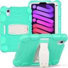 For iPad mini 6 3-Layer Protection Screen Frame + PC + Silicone Shockproof Combination Tablet Case with Holder(Mint Green) - 1