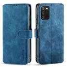 For Samsung Galaxy A03s 166mm DG.MING Retro Oil Side Horizontal Flip Leather Case with Holder & Card Slots & Wallet(Blue) - 1