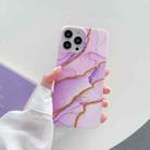 Marble Flash Gold Pattern TPU Shockproof Protective Case For iPhone 13 Pro(Purple) - 1