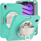 For iPad mini 6 360 Degree Rotation PC + TPU Protective Tablet Case with Holder & Hand-strap(Mint Green) - 1