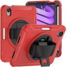 For iPad mini 6 360 Degree Rotation PC + TPU Protective Tablet Case with Holder & Hand-strap(Red) - 1